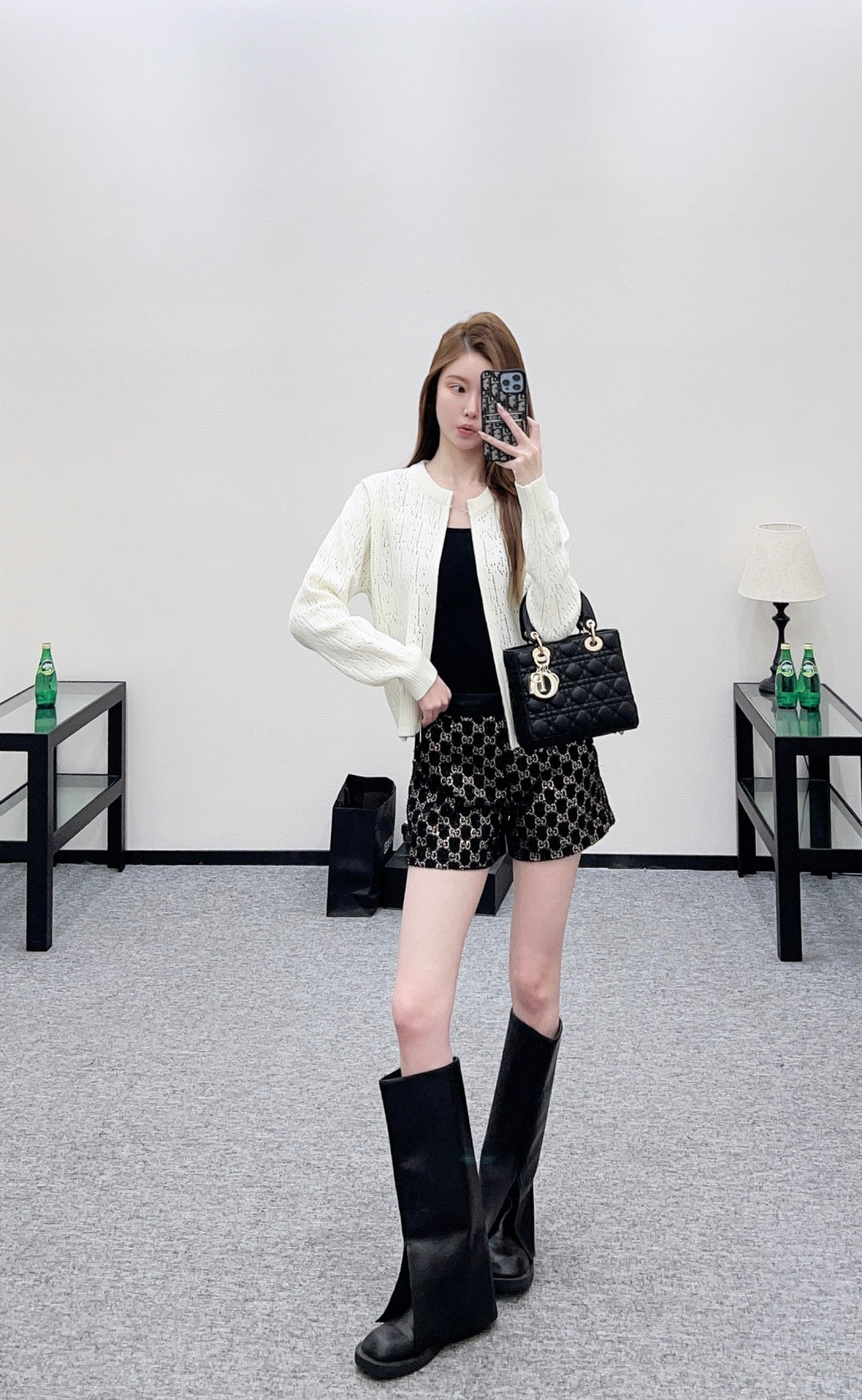 Openwork Letter Knit Cardigan