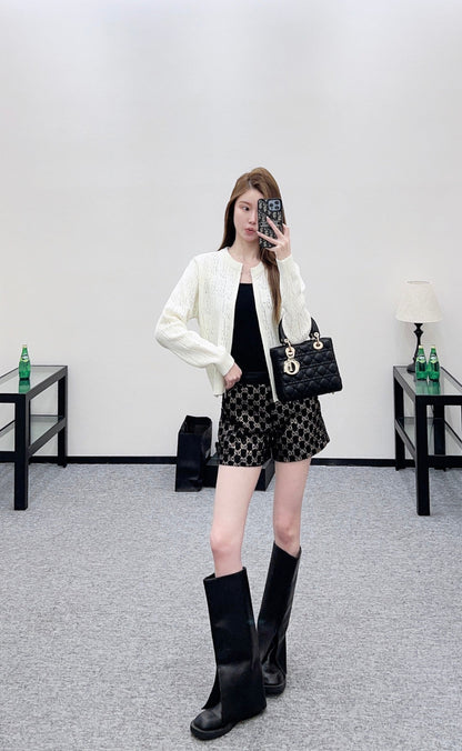 Openwork Letter Knit Cardigan