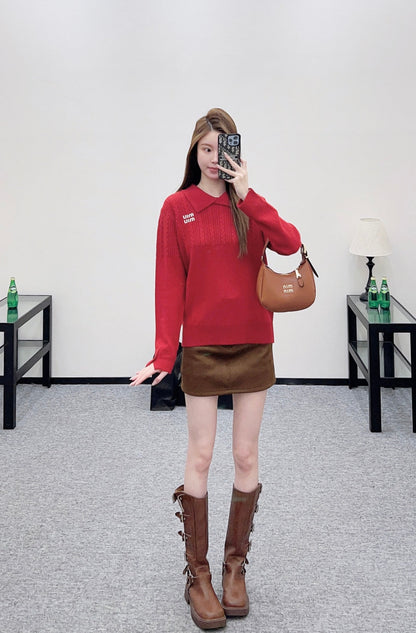 Cable-knit Sweater with Collar