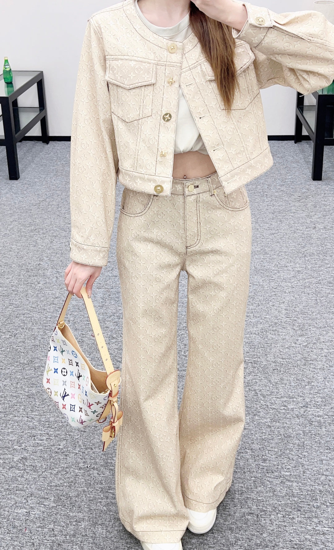 Printed Denim Pants