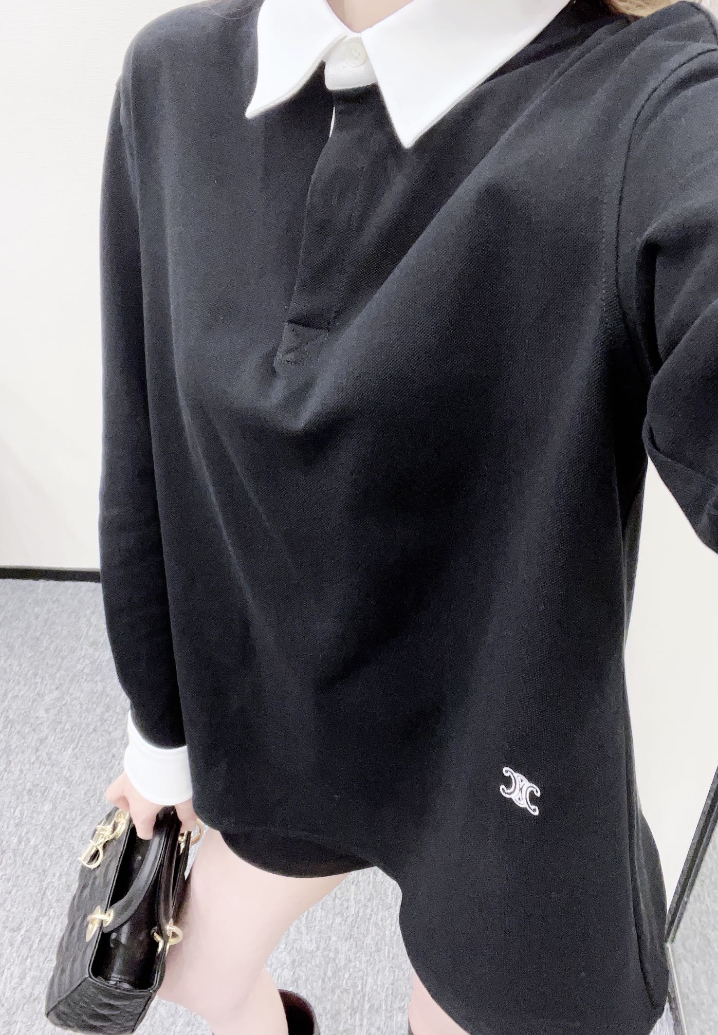 Long-sleeved top with collared design