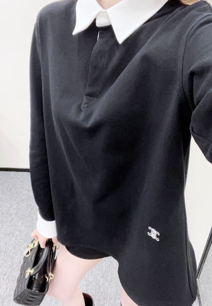 Long-sleeved top with collared design