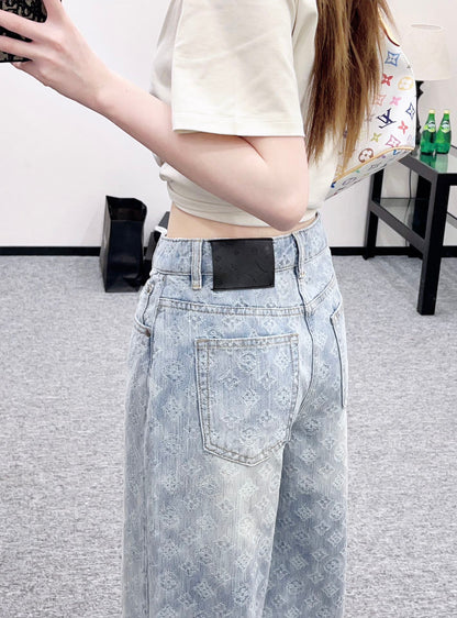 Jacquard Straight Leg Jeans