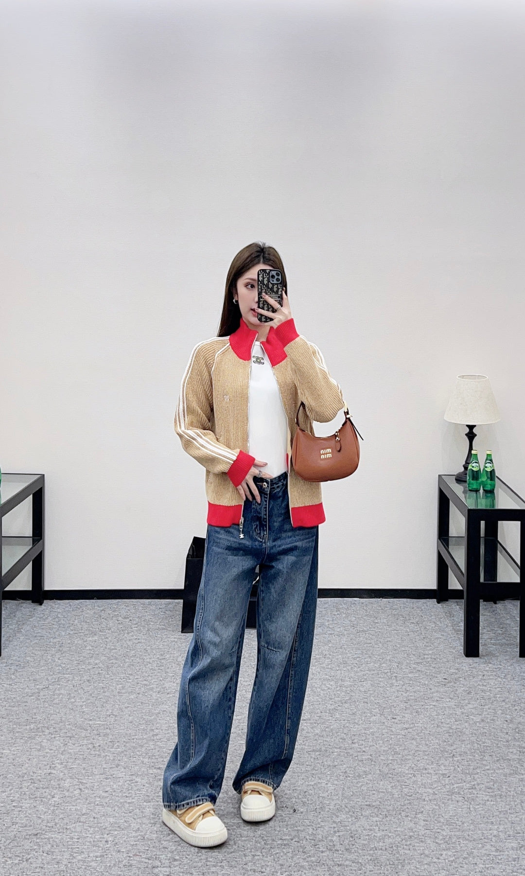 Color-Blocked Stand Collar Jacket