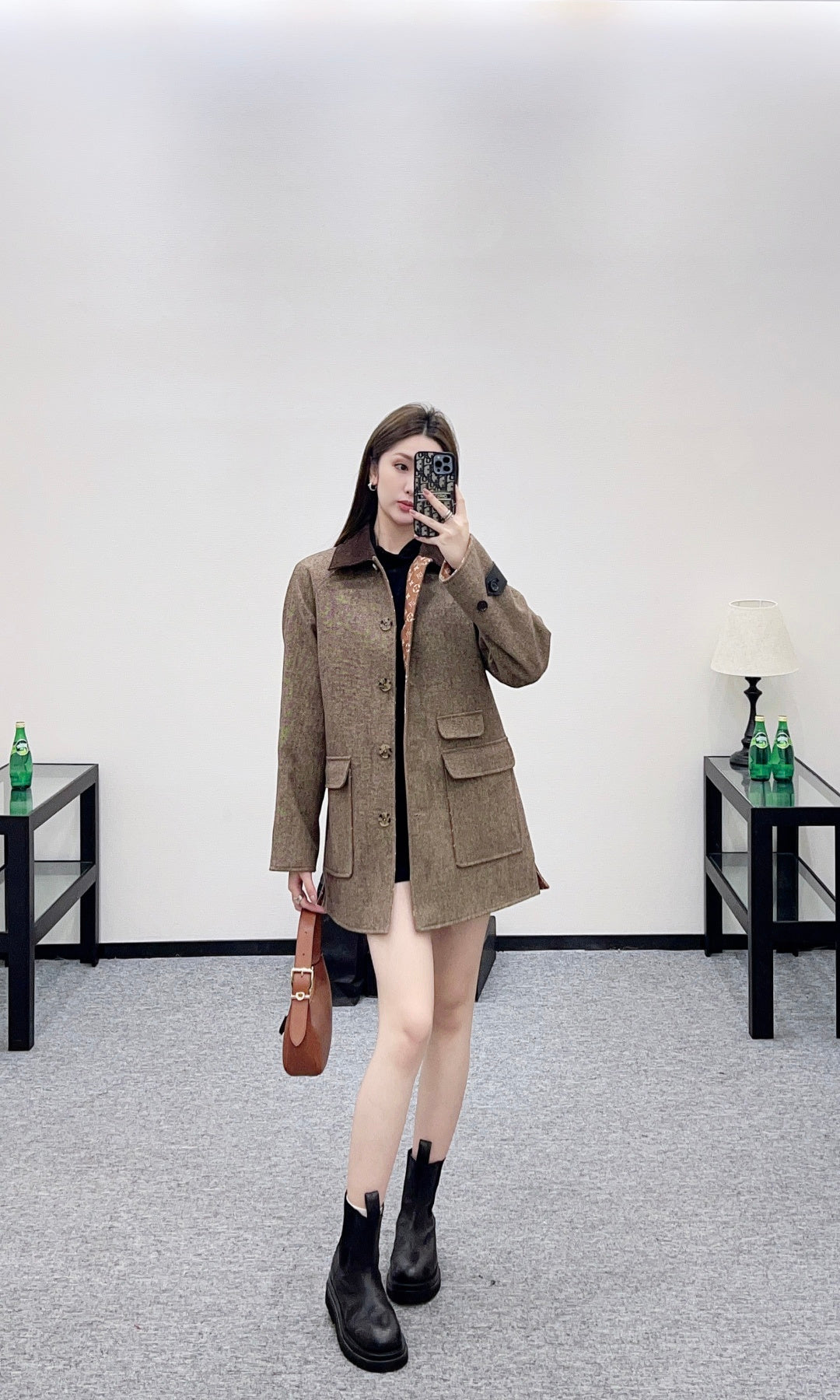 Color-blocked Lapel Coat