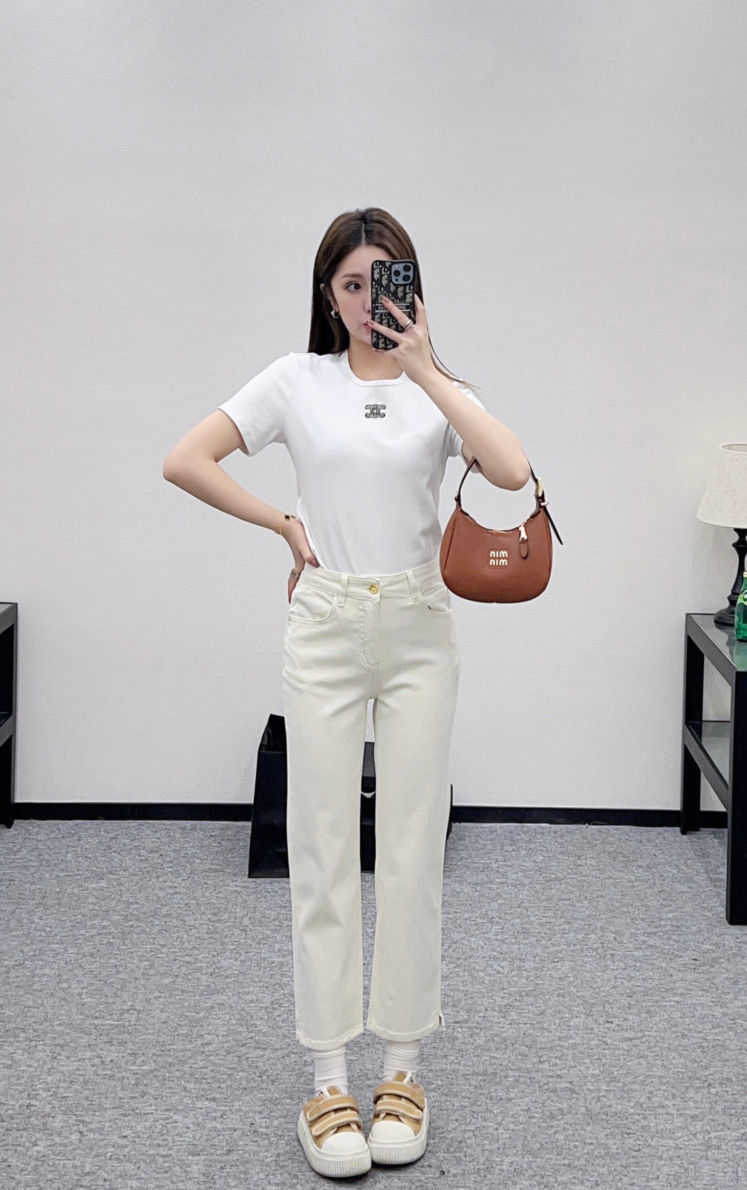 Denim Pencil Cropped Pants