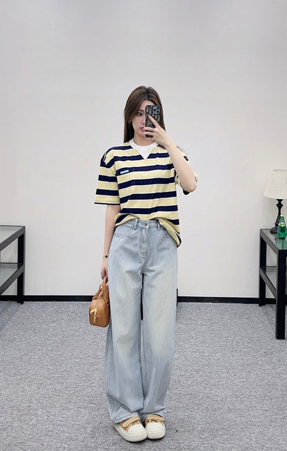 Striped Curved Blade Jeans