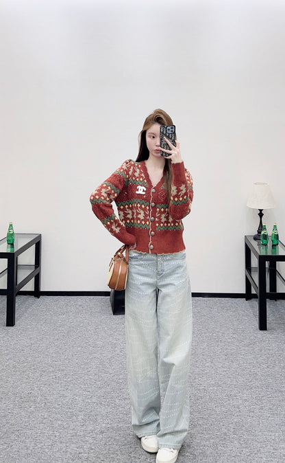 Striped Jacquard Knit Cardigan
