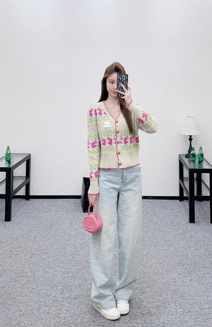 Striped Jacquard Knit Cardigan