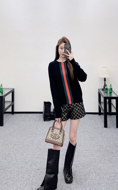 Vertical Striped Ribbon Sweater