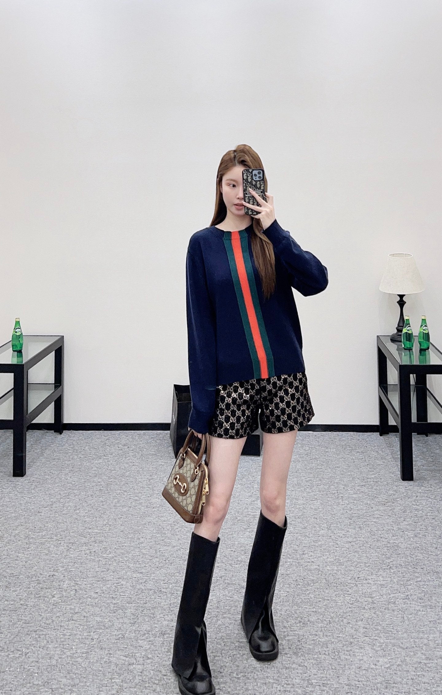 Vertical Striped Ribbon Sweater