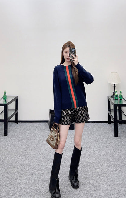 Vertical Striped Ribbon Sweater