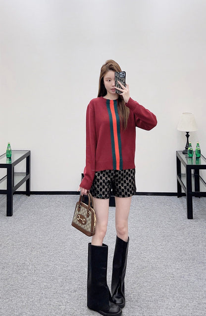 Vertical Striped Ribbon Sweater