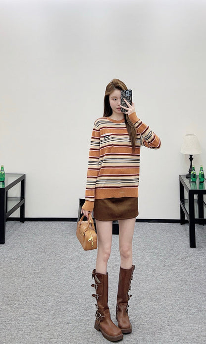 Striped Knit Pullover Sweater