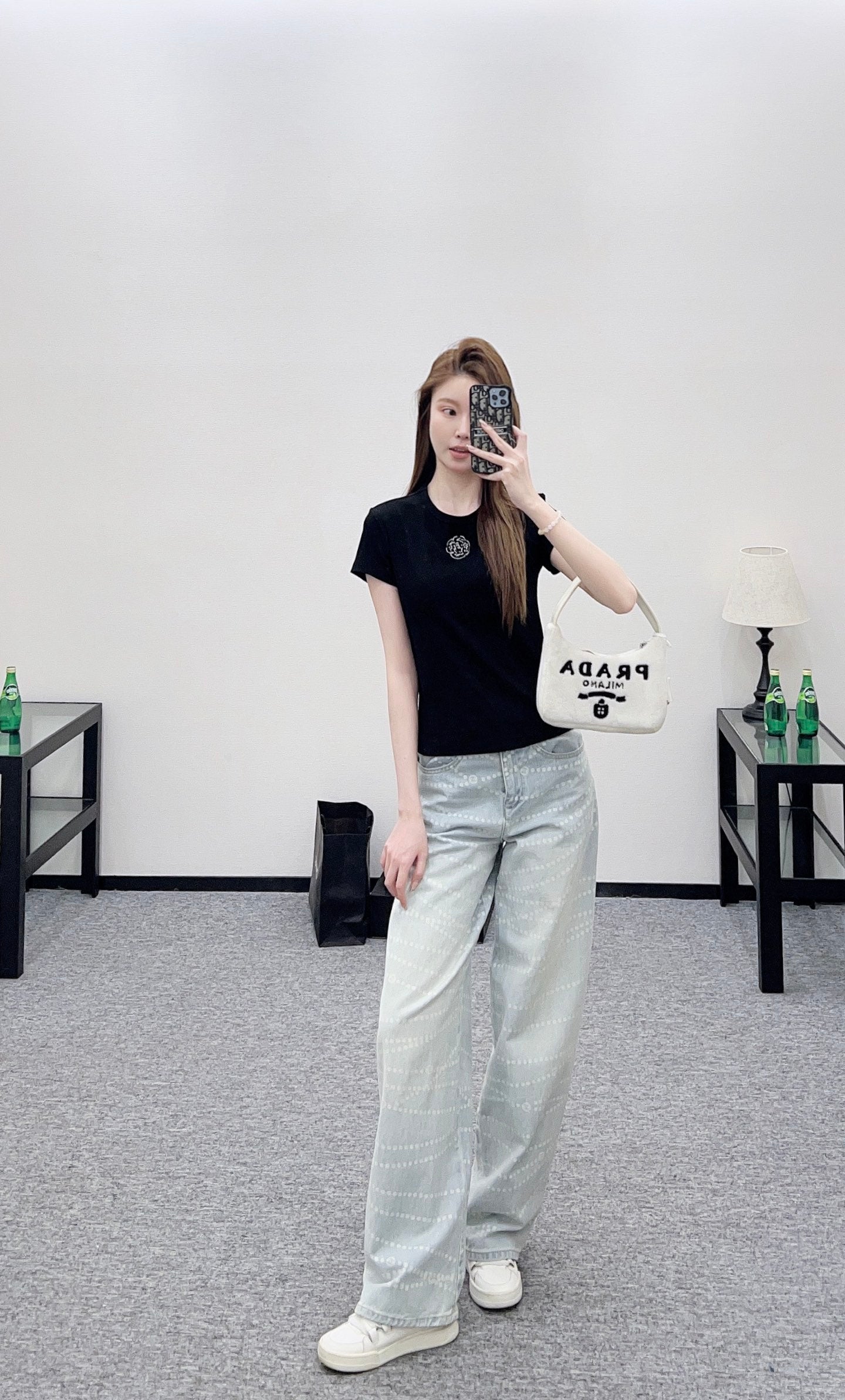 Crew neck short-sleeved top