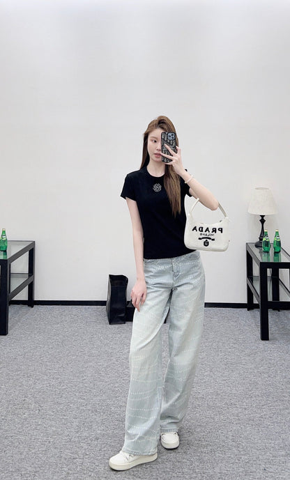 Crew neck short-sleeved top