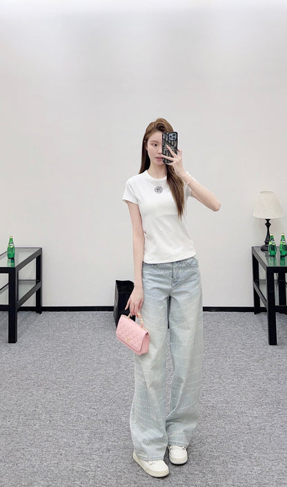 Crew neck short-sleeved top