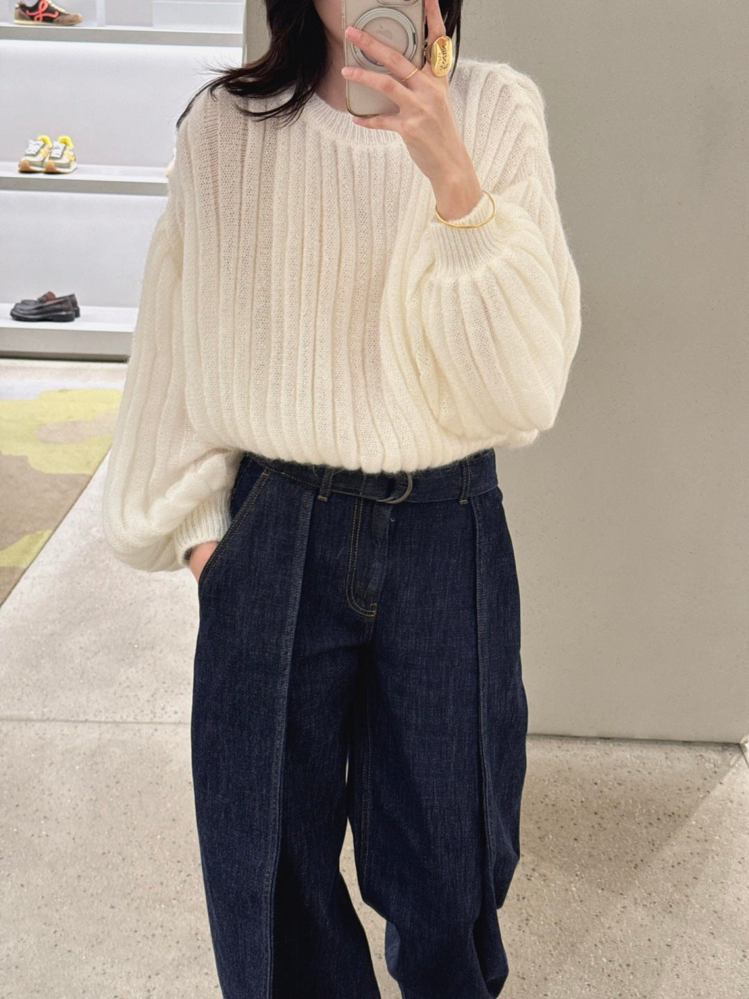 Lantern Sleeve Mohair Blend Sweater