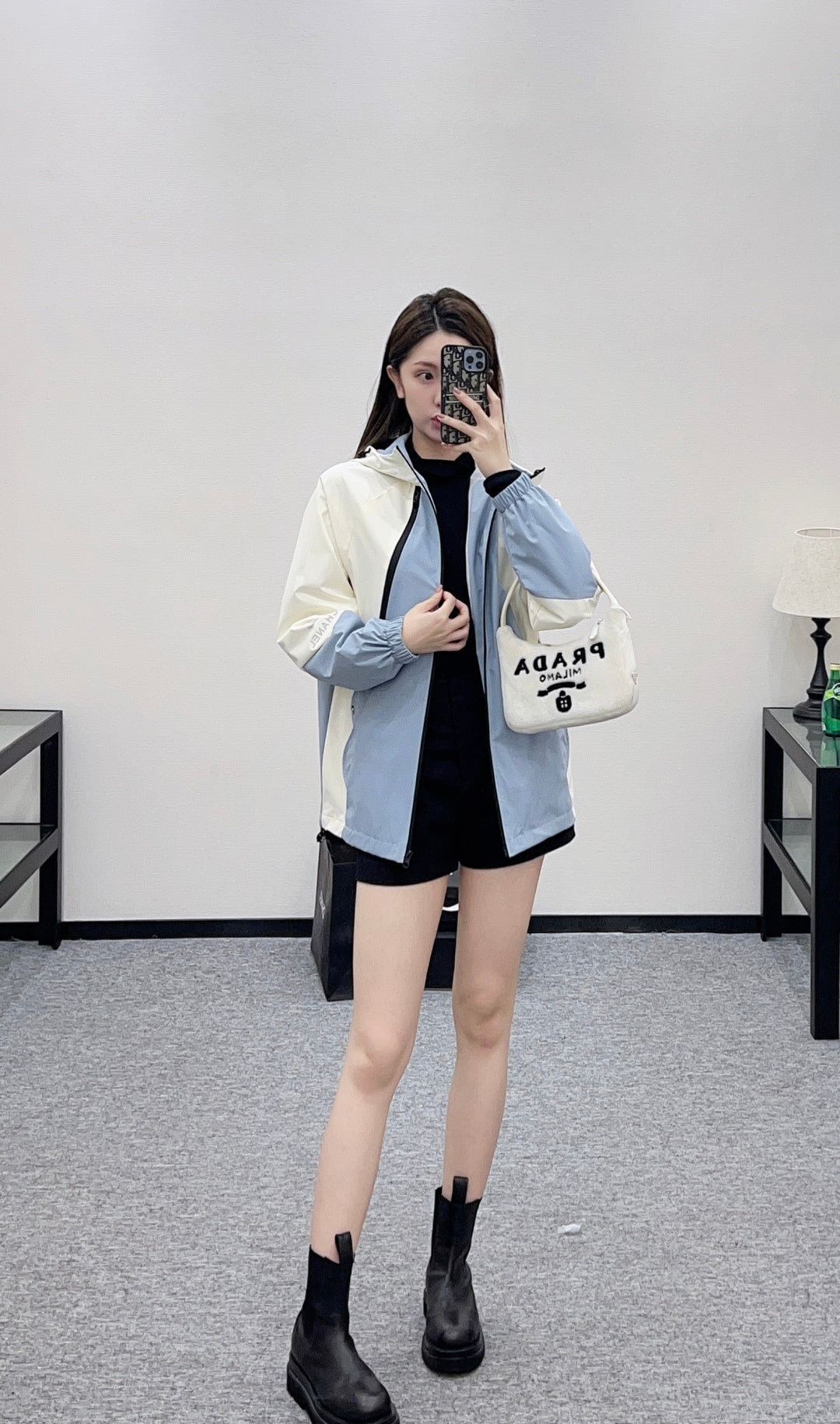 Color-blocked Zip-up Windproof Jacket