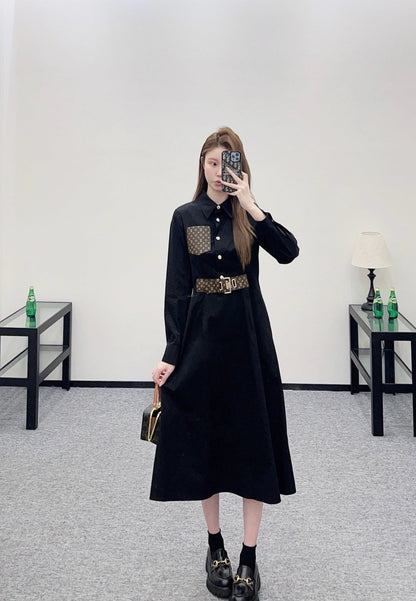 Located Shirt Dress with Belt