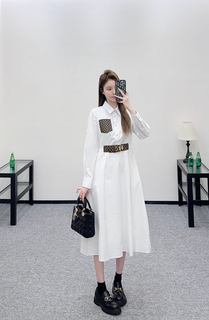 Located Shirt Dress with Belt