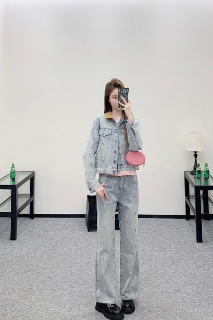 Embroidered Denim Pants