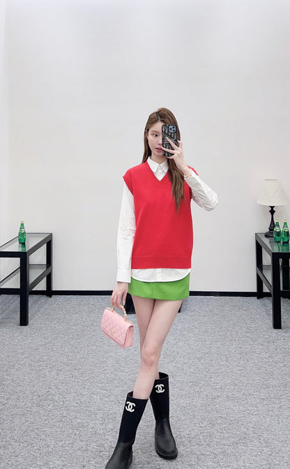 Wide-Sleeve Knitted Vest