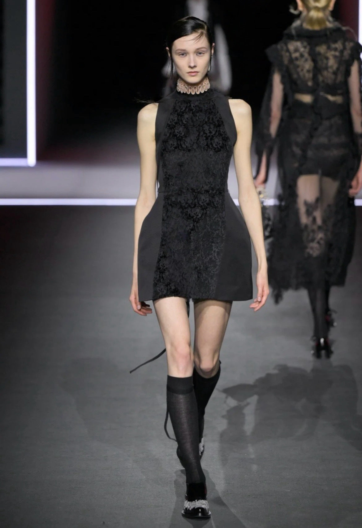 Embossed Jacquard Belt Dress