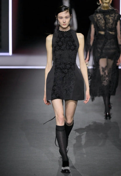 Embossed Jacquard Belt Dress