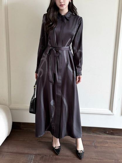 Printed Long Silk Dress