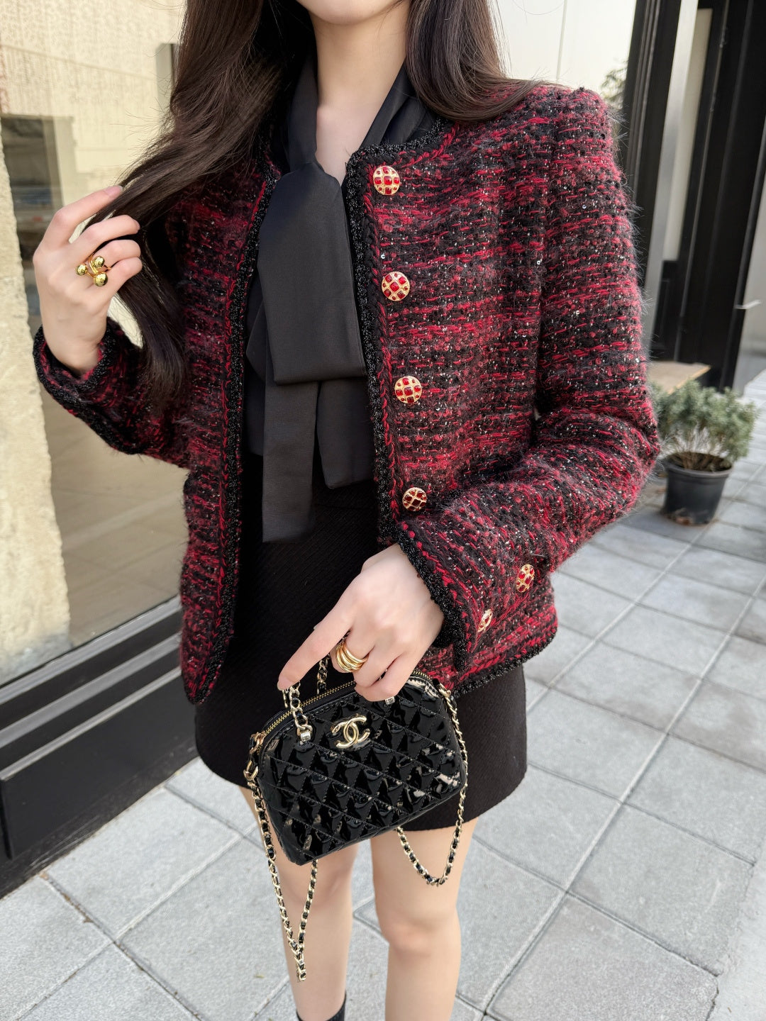 Woven Tweed Coat