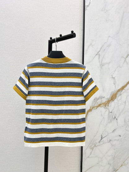 Striped Knit Short-Sleeve Top