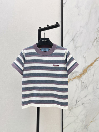 Striped Knit Short-Sleeve Top