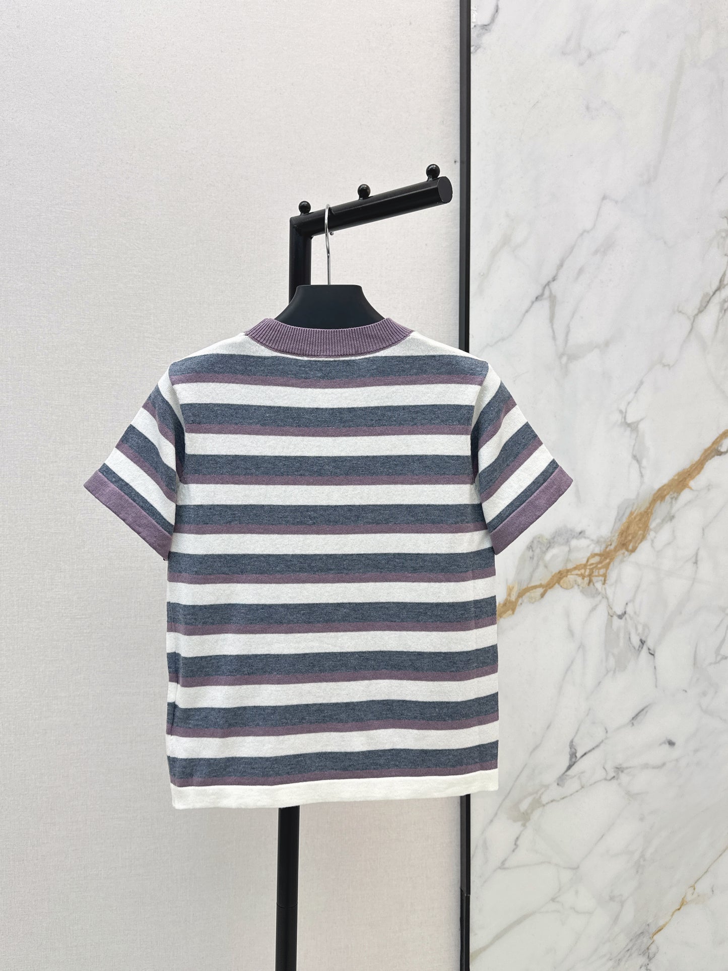 Striped Knit Short-Sleeve Top