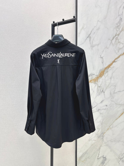 Letter-embellished loose-fitting shirt