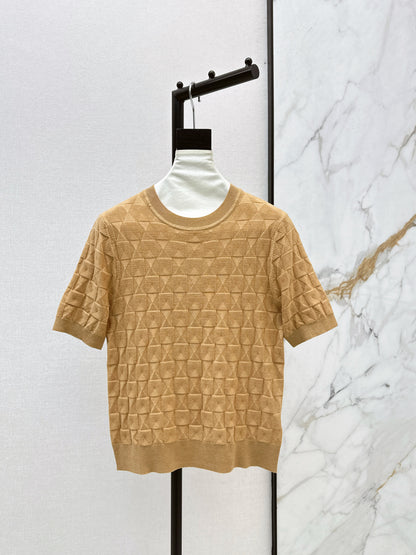 Metal Button Wool Short-Sleeve T-Shirt