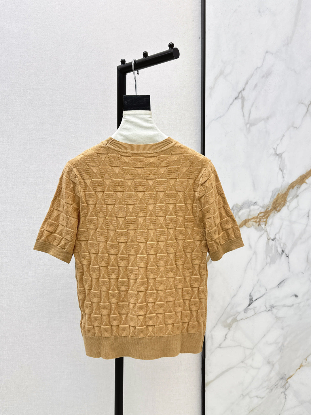Metal Button Wool Short-Sleeve T-Shirt