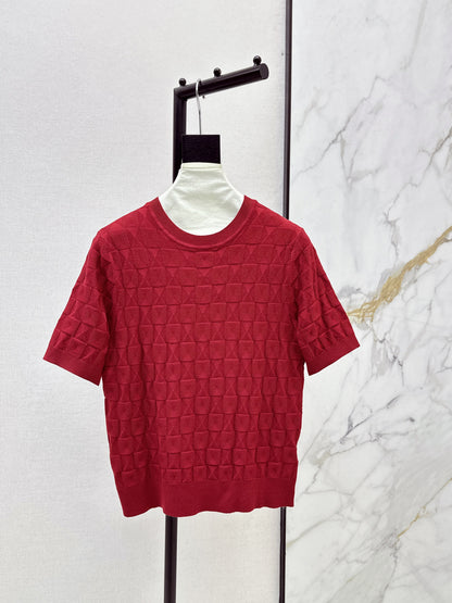 Metal Button Wool Short-Sleeve T-Shirt