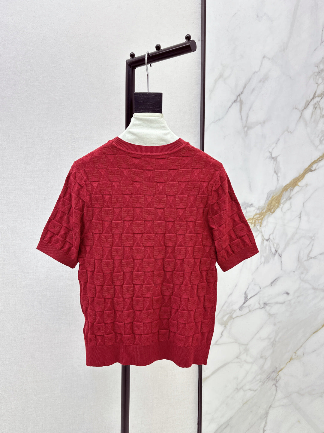 Metal Button Wool Short-Sleeve T-Shirt
