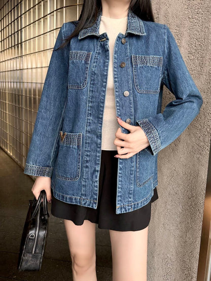 Hardware-embellished denim jacket