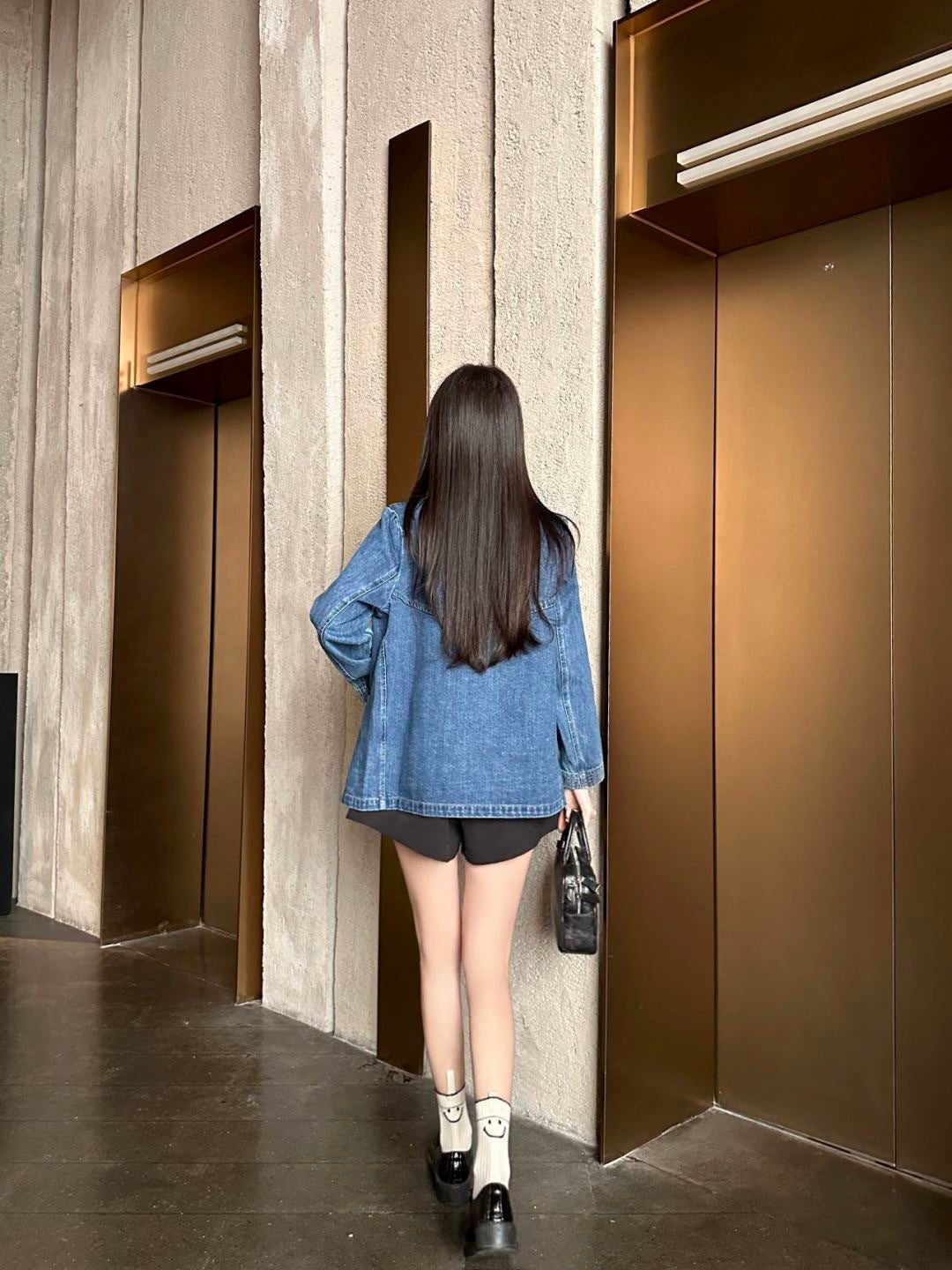 Hardware-embellished denim jacket
