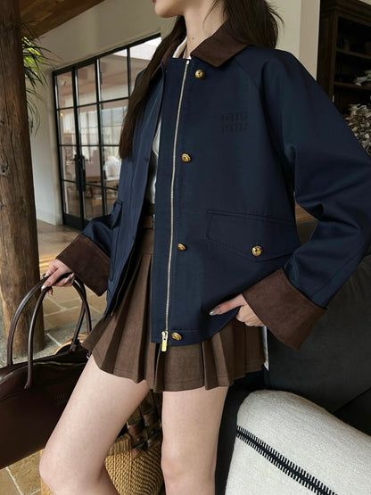 Corduroy Patchwork Trench Coat