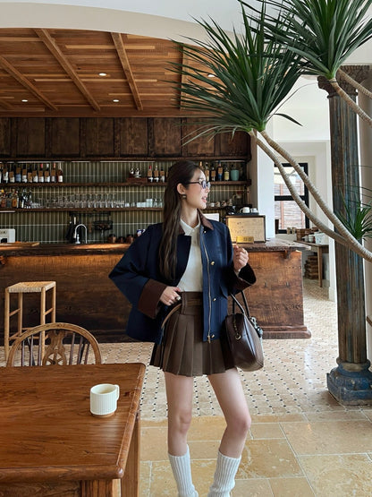 Corduroy Patchwork Trench Coat