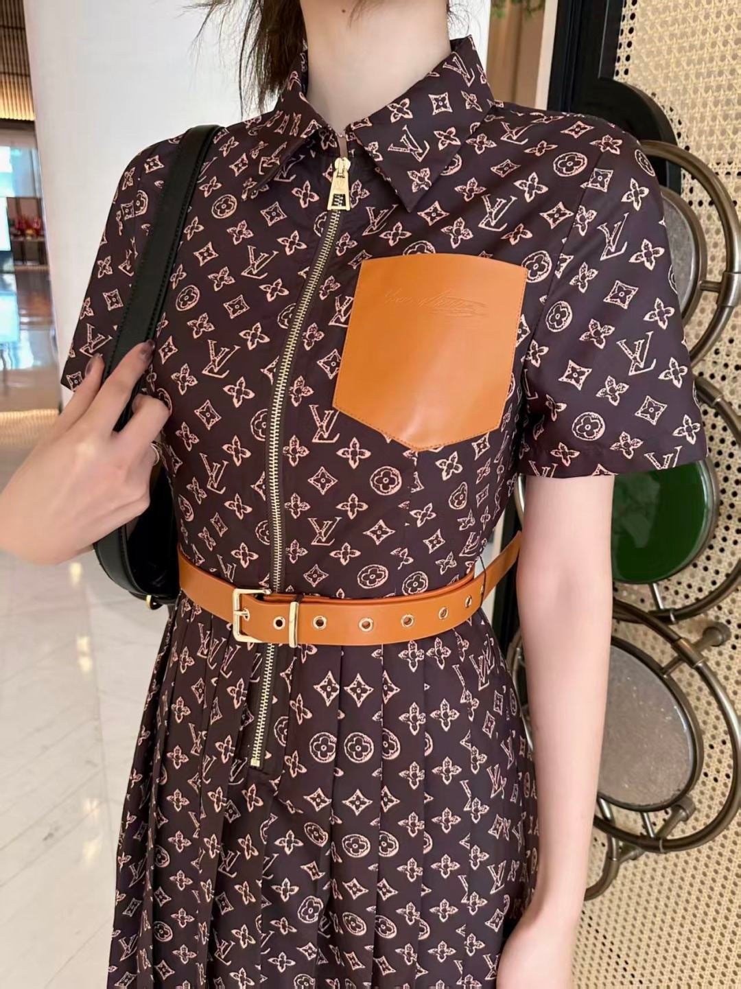Printed Long Pleated Dress