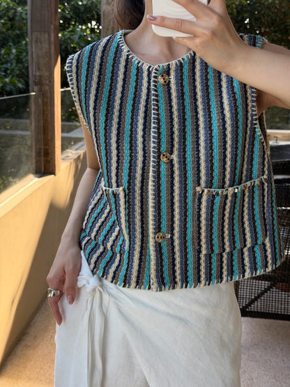 Hand-crocheted short vest