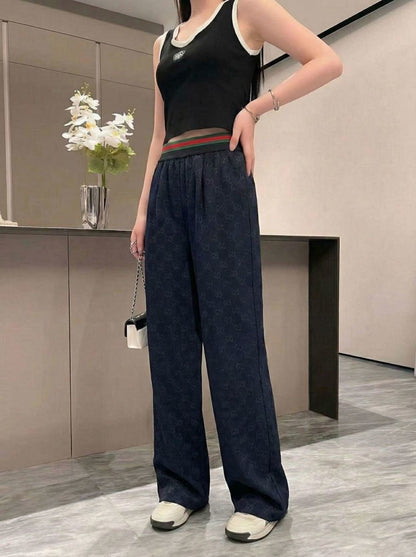 Letter print wide-leg trousers