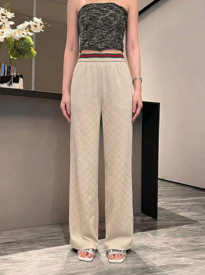 Letter print wide-leg trousers