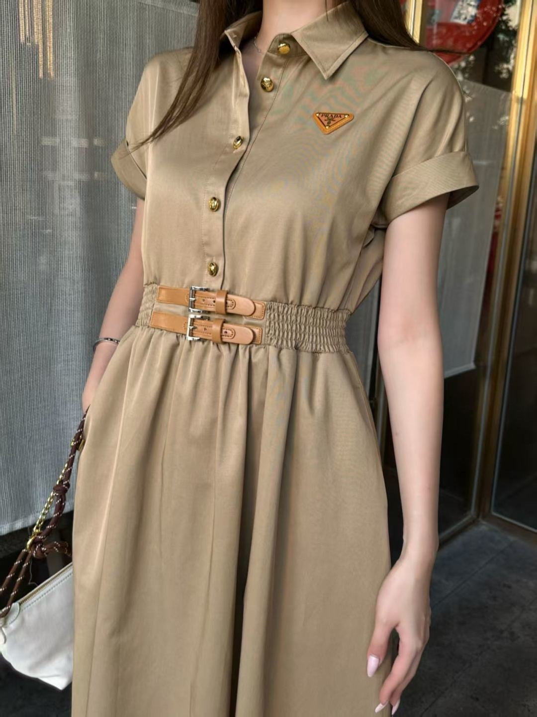 Triangle logo collared dress
