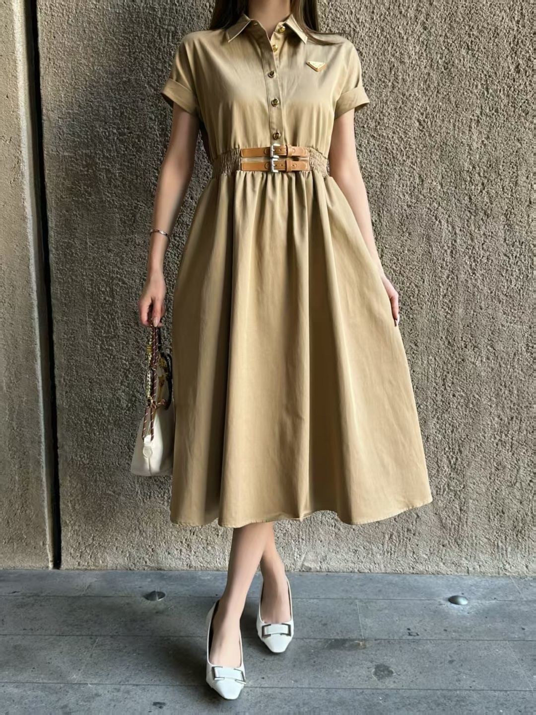 Triangle logo collared dress