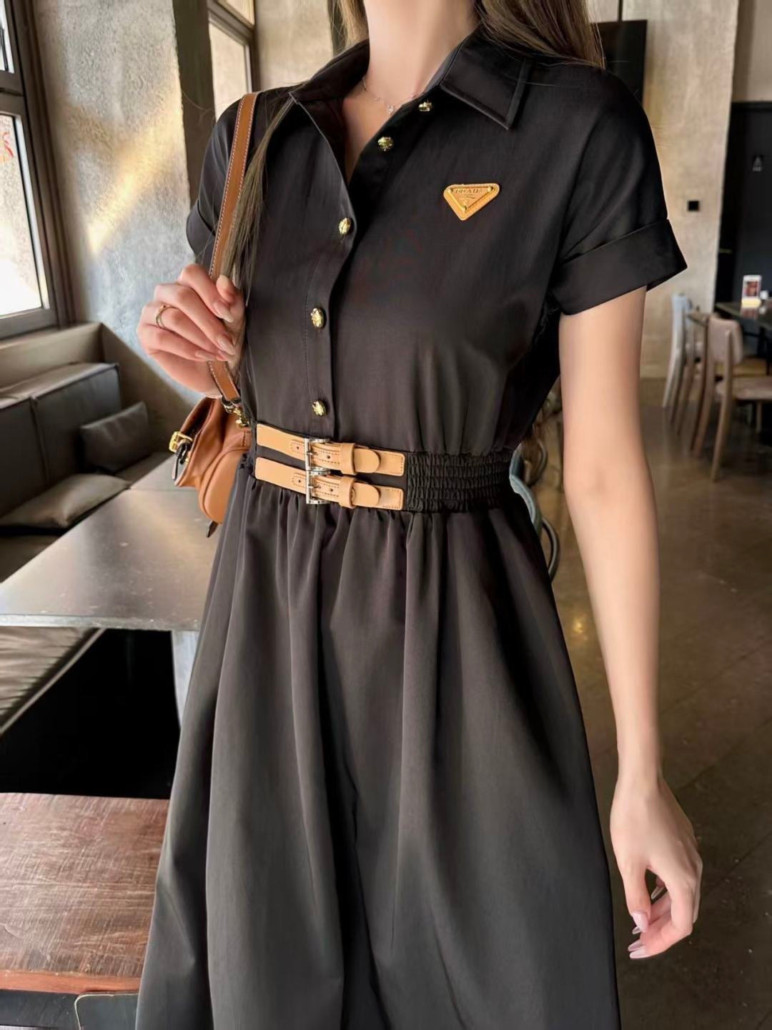 Triangle logo collared dress
